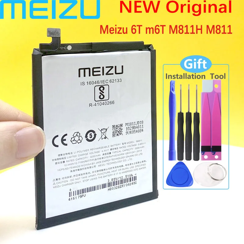 Tel&eacute;fono M&oacute;vil Meizu 6T, m6T, m811q, m811h, bater&iacute;a Original de 3300mAh, BA811, en Stock, bater&iacute;a de alta calidad con n&uacute;mero de seguimiento-0