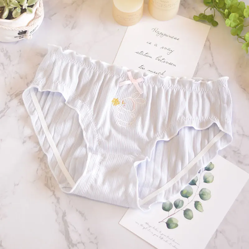 Трусы женские в японском стиле хлопковые с вышивкой животных | Женская одежда