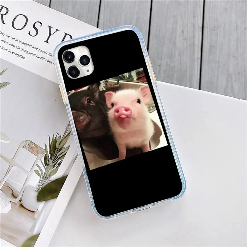 

Pink pet pig Cute animal black art Phone Case for iPhone 11 12 pro XS MAX 8 7 6 6S Plus X 5S SE 2020 XR