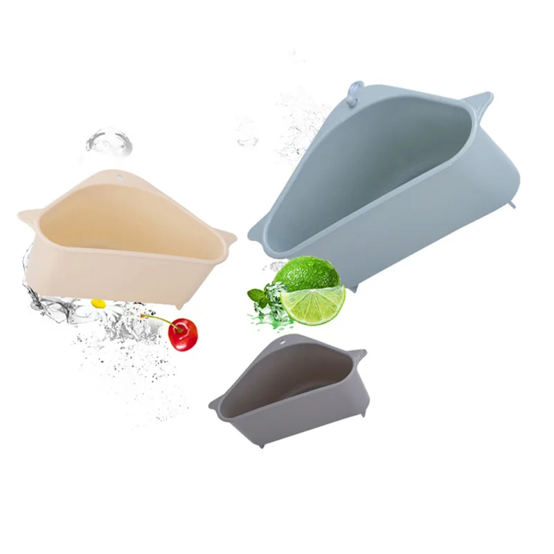 Сливная корзина с крючком на присоске подвесная кухонная треугольная для овощей