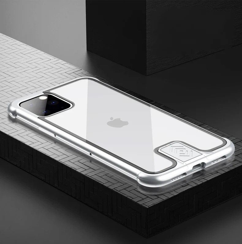 Для iPhone11 противоударный двухтактный металлический каркас задняя крышка из закаленного стекла чехол для iPhone 11pro Max чехол