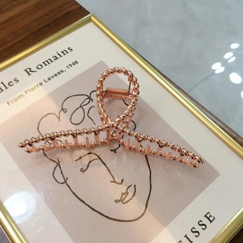 

2020 Women Girls Geometric Cross Hair Claw Clamps Hair Crab Hollow Hair Clip Claws Solid Color Accessories Hairpin