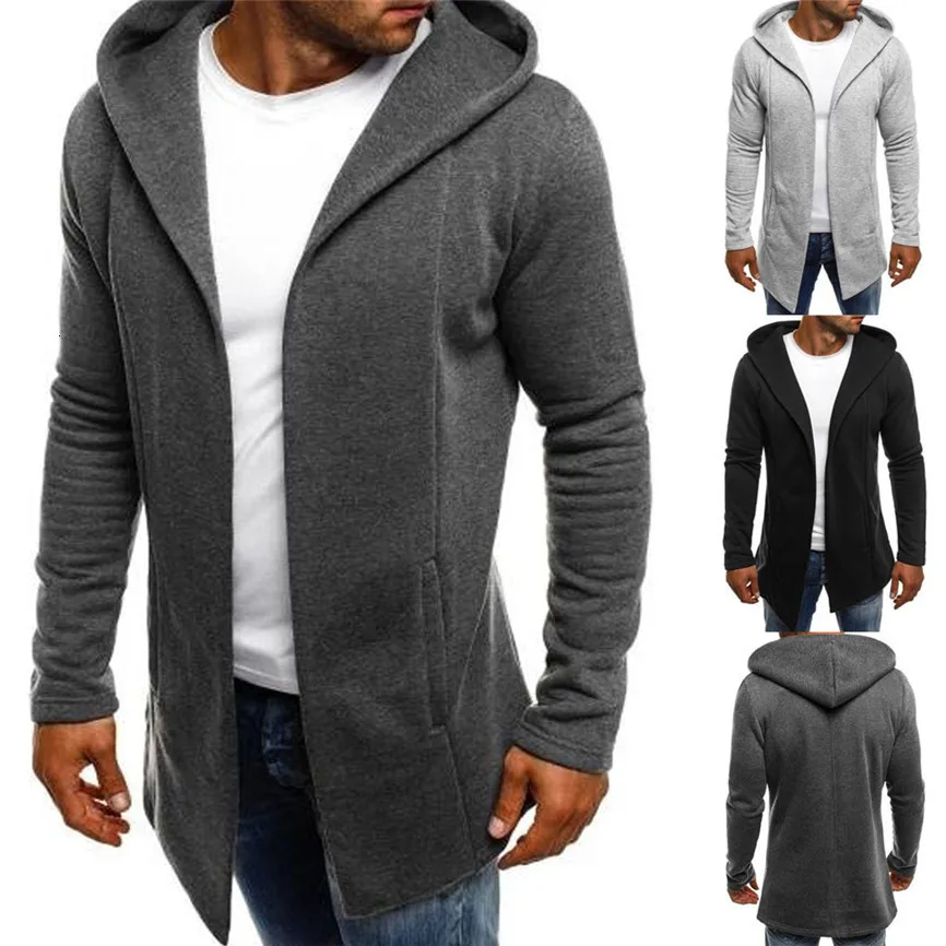 

Casual Men's Jackets Men Splicing Hooded Solid Trench Coat Jacket Cardigan Long Sleeve Outwear Blouse Man Jacket