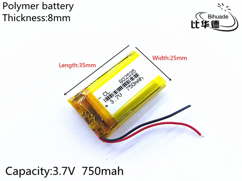 802535 3 7 V 750mAh 082535 литий-полимерные Li-Po li ion аккумуляторные батареи для Mp3 MP4 MP5 GPS PSP mobile