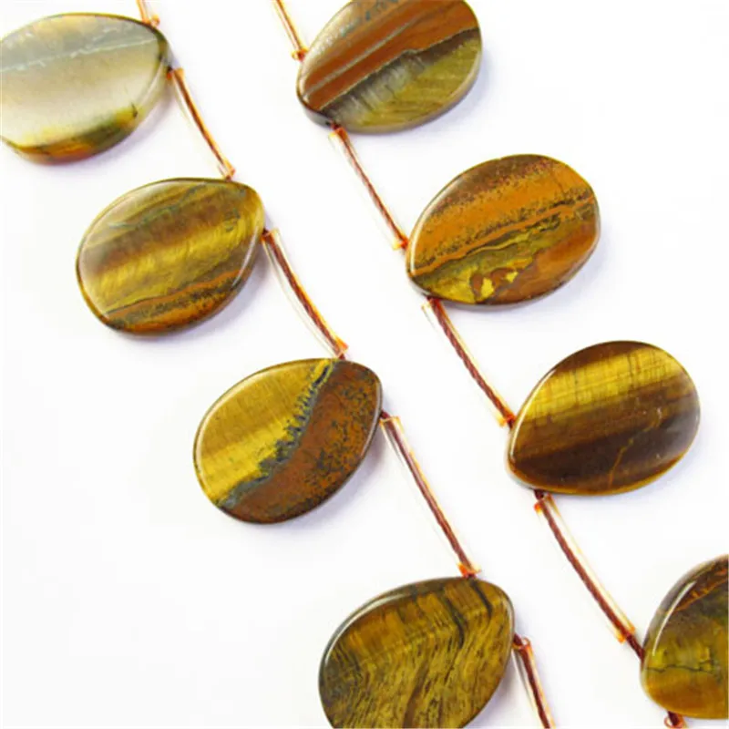

(Free Shipping) 1 Strand 72.8g Yellow Tiger Eye Teardrop 25x18x5mm Loose Beads 15.5 " SK60304