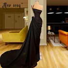 Новое вечернее платье с бусинами на одно плечо 2021 Черное длинное платье-Русалка для выпускного вечера недорогие платья
