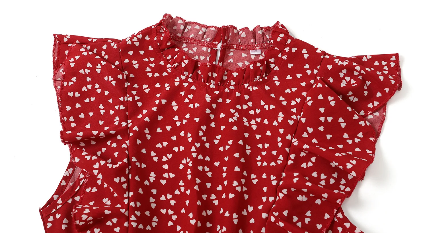 

Romantic Heart Print Summer Dress Women High Neck Butterfly Sleeve Elegant Knee Length Cocktail Dress Ladies Fashion Party Dress