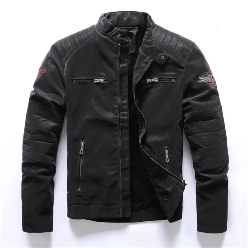 Модная куртка из искусственной кожи с начесом и вышивкой зима 2021 флисовые теплые