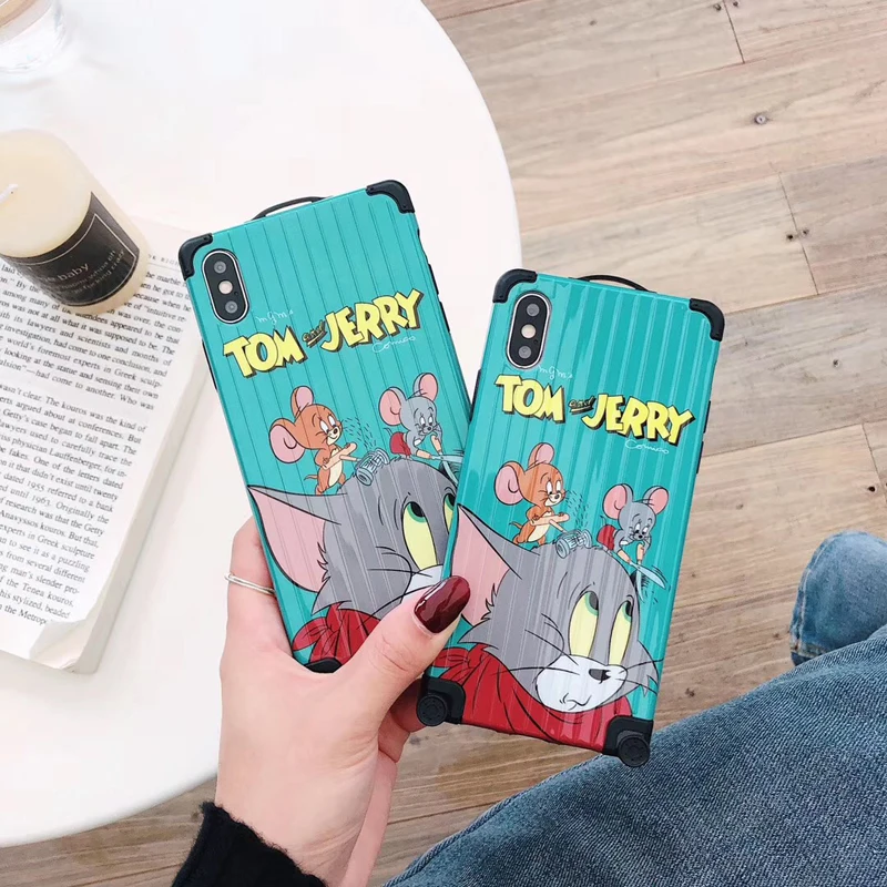 Забавный чехол с рисунком Тома Джерри для iPhone X XR Xs Max 8 7 6 6s Plus багажа мягкий