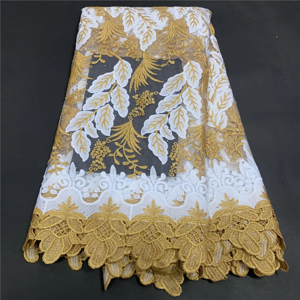 

MIQIER High Quality African Nigerian Tulle French Lace Fabric Embroidery Milk Silk Voile Cord Wedding Party Dress 5yards