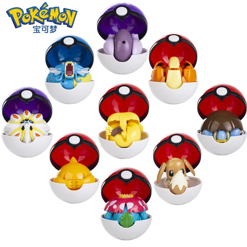 

Pokemon 9 Styles Genuine Original Deformation Toys Anime Figure Pikachu Mewtwo Charizard Pocket Monster Pet Model Kids Gifts