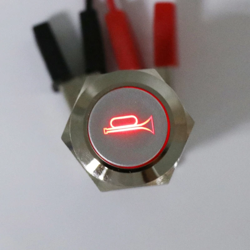 

2021 New 19mm LED Momentary Horn Button Metal Push Button Lighted Switch 12V