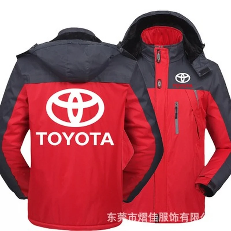 

Зимняя мужская куртка для Toyota, плотное бархатное теплое пальто, Мужская ветрозащитная верхняя одежда с капюшоном, повседневное альпинистск...