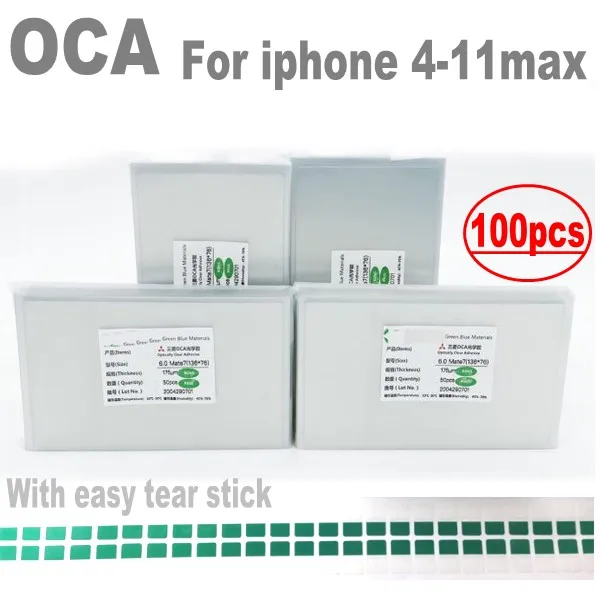 100 шт. оптовая продажа для iphone 11 pro X XS XR MAX 5 4s 6 6s 7 8 plus запасная часть OCA пленка