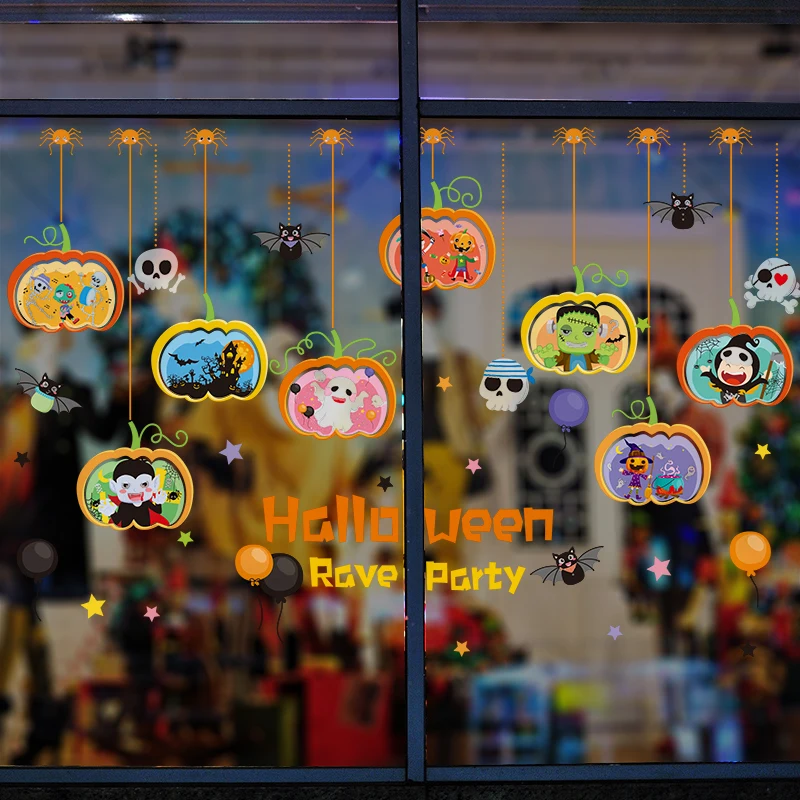 Наклейка на окно Хэллоуин сделай сам тыквы летучие мыши зомби наклейки стену для
