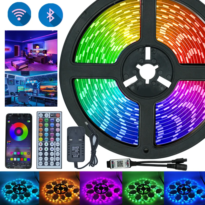 

Bluetooth LED Strip Light 20M RGB 5050 3528 WIFI Waterproof Flexible Lamp Tape Ribbon WithDiode Tape 5M 10M 15M Music Sync Color