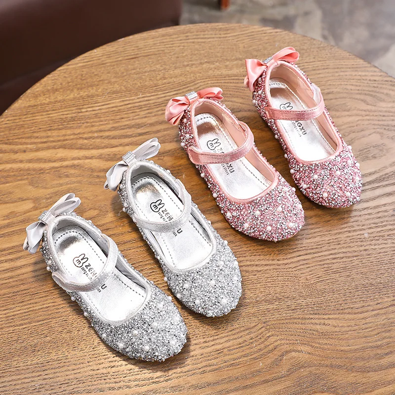 

New Year Silver Leather Shoes For Children'S Dress Crystal Shoes For Girls Party 2020 Princess Kids Leather Shoes 3 4 5 6 Years
