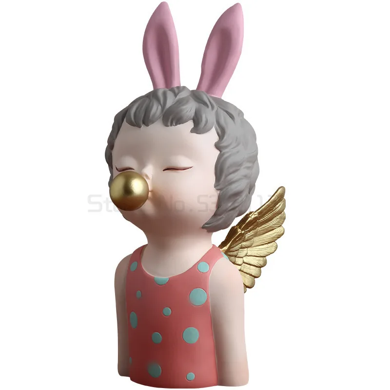 

Resin Balloon Bow Knot Girl Figure Statue Decoration Art Luxury Bust Sculpture Crafts Living Room Home Decoration Birthday Gift