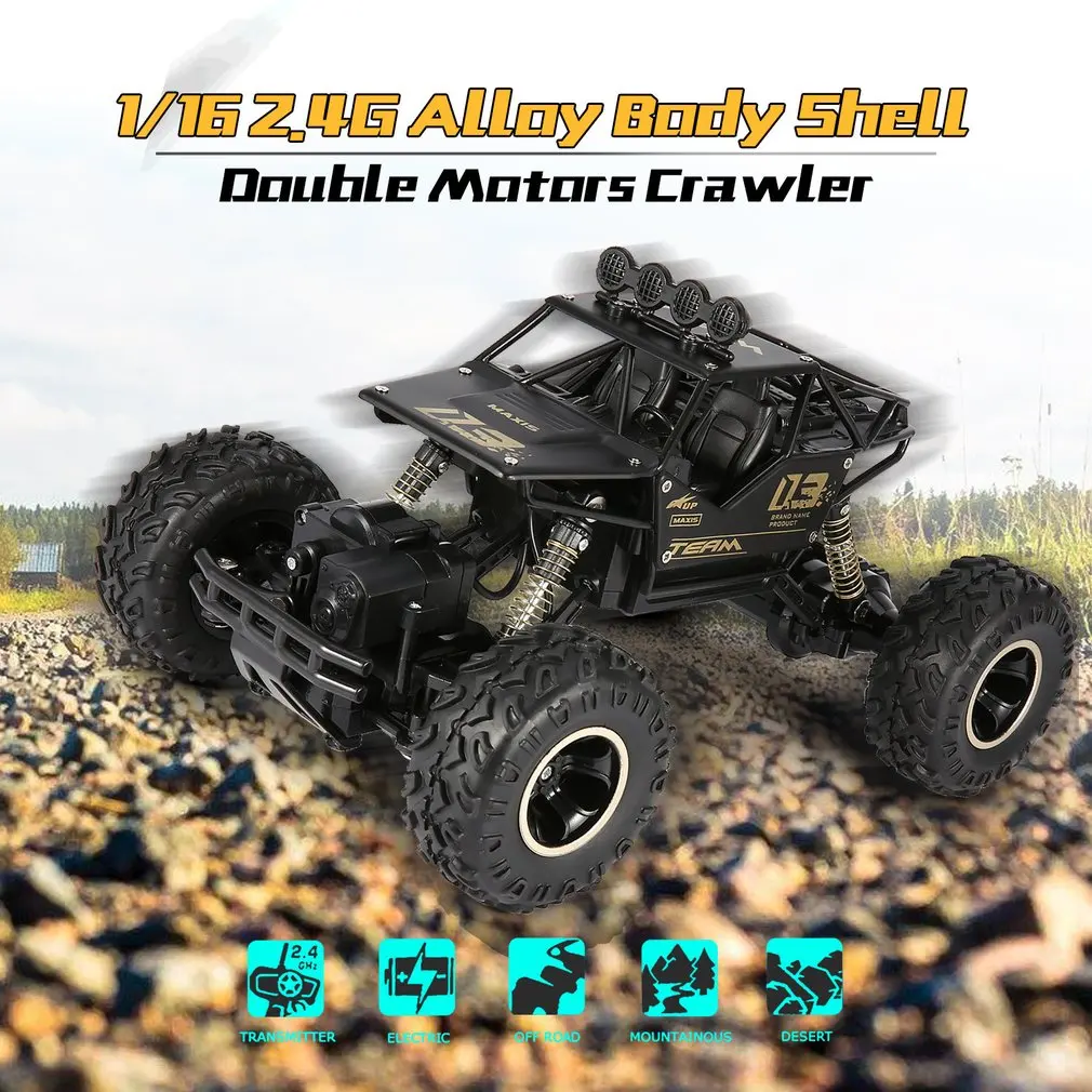 1/16 2,4 GHz сплав корпус Rock Crawler 4WD двойные двигатели внедорожный Радиоуправляемый автомобиль пульт дистанционного управления багги Bigfoot скалолазание автомобиль игрушки