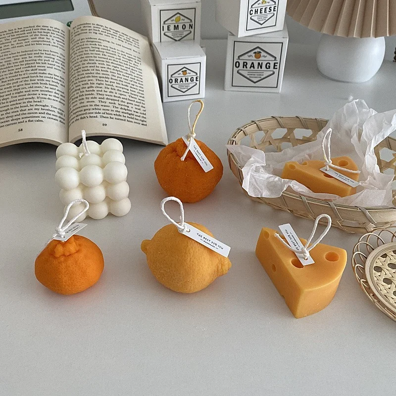 

Fruit Aromatherapy Candle Ornaments Home Chic Cheese Soy Wax with Hand Ceremony Stall Solid Perfume Aromatherapy Candle Scented