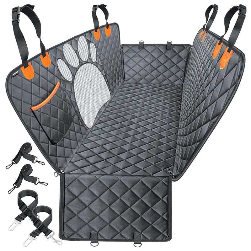 

Dog Car Seat Cover for Back Seat, Antinslip Pet Cover with Dog Foot Mesh Window, Waterproof Washable Dog Car Hammock
