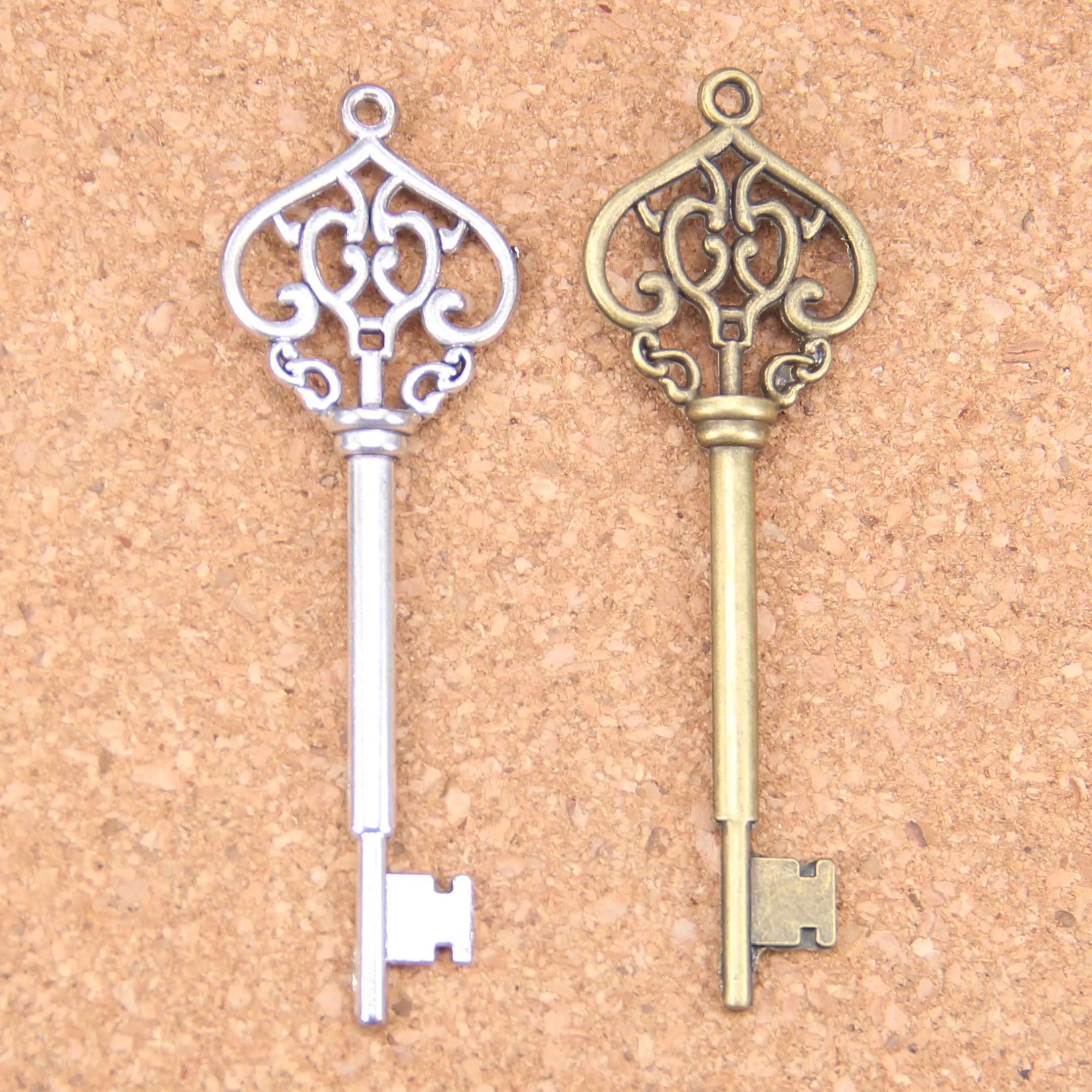 

28pcs Charms vintage skeleton key 69mm Antique Pendants,Vintage Tibetan Silver Jewelry,DIY for bracelet necklace