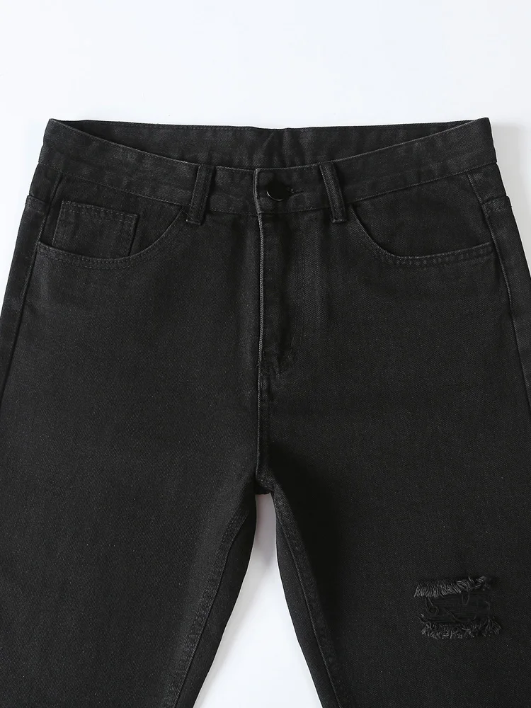 Fashion Loose Hole Black Jeans Mens Ripped Straight Jean Baggy y2k Streetwear Male Jeans Pants Casual Jogging Denim Trousers