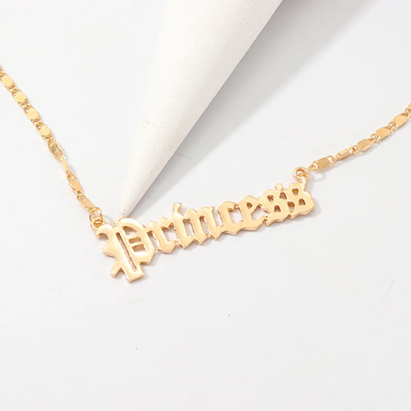 

Trendy Letter Princess Choker Necklace Collier Chain Alloy Girls Necklace For Female Party Jewelry