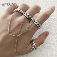 sindlan 2pairs punk silver color chian rings for couple vintage paired stranger things male emo 2021 trend jewelry anillos mujer