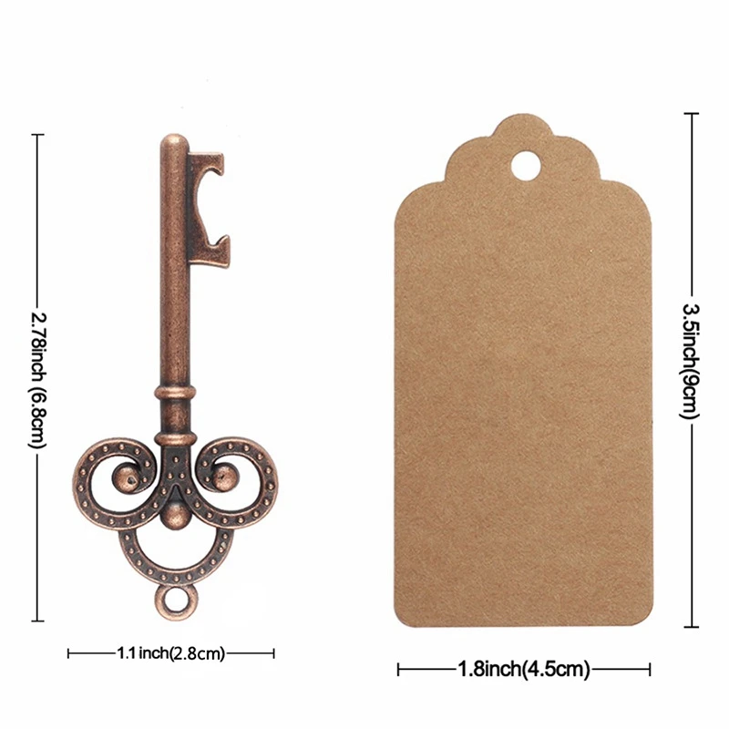 

50Pcs Metal Key Beer Bottle Opener Wine Keychain Wedding Party Favors Vintage Kitchen Accessories Gifts for Guests