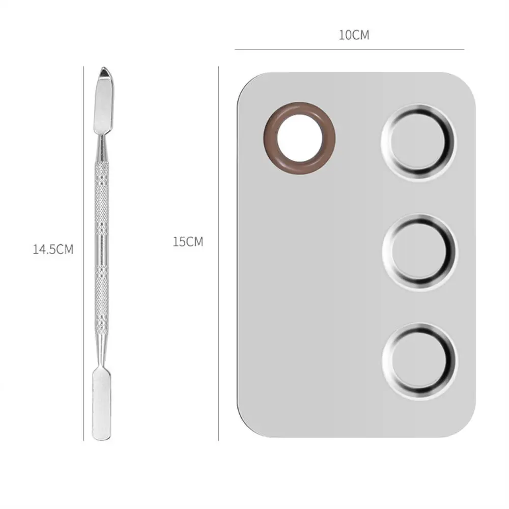 

1Pc Silver Stainless Steel Nail Art Equipment Makeup Mixing Palette Foundations Lip Colors Eye Shadow Nail Polish Plate Tray