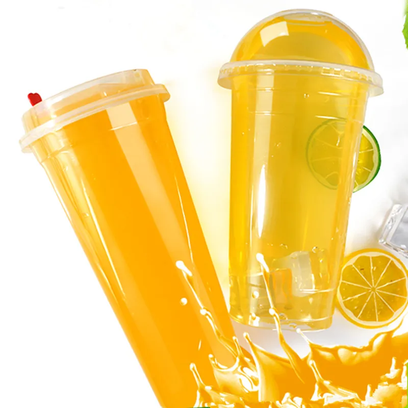 

50pcs High quality 95mm caliber transparent disposable glasses 400ml plastic cups for drink party favors milk tea cup with lid