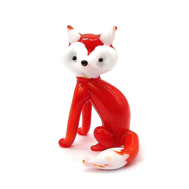

Handicrafts Miniature Red Murano Glass Fox Figurine Cute Multicolor Animal Ornament Gift For Kids Home Decor Charm Accessories