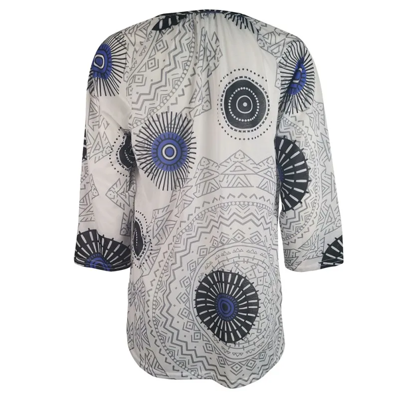 

New Autumn T Shirt Women Loose V Neck Button Tshirt Boho Cartoon Print Loose Tops Women Long Sleeve Casual Wild T-Shirt 2019 New