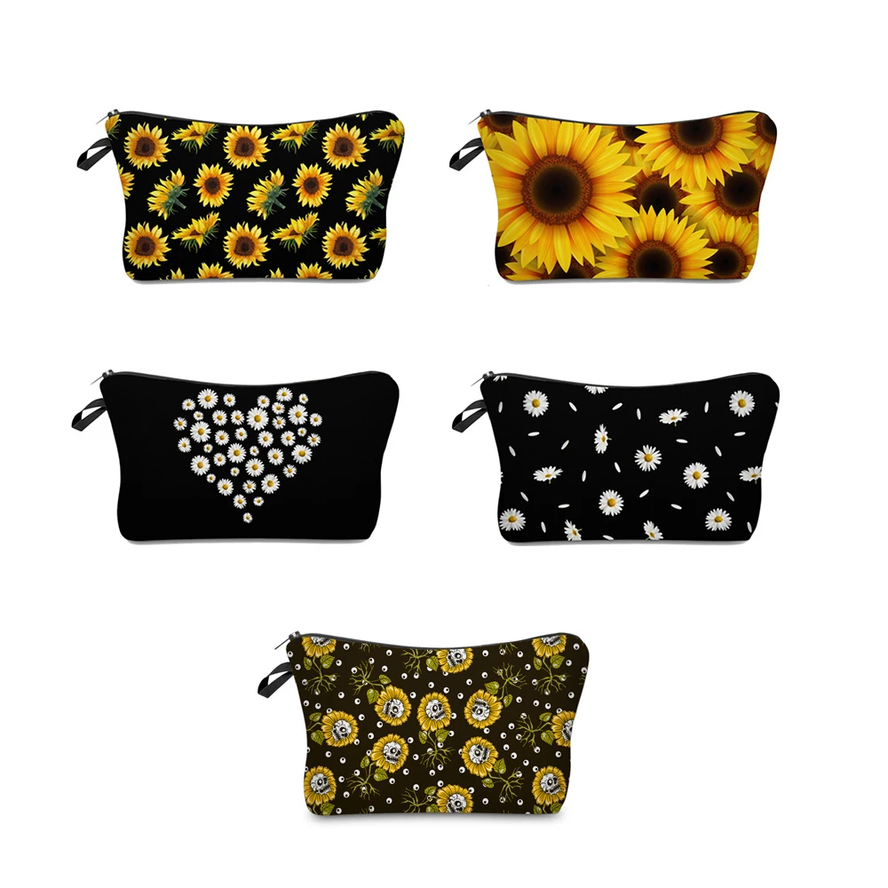 

Portable Sunflower Waterproof Cosmetic Bag Multifunctional Lady Dumpling Cosmetic Bag Small Makeup Bag Travel Bag For Toiletries