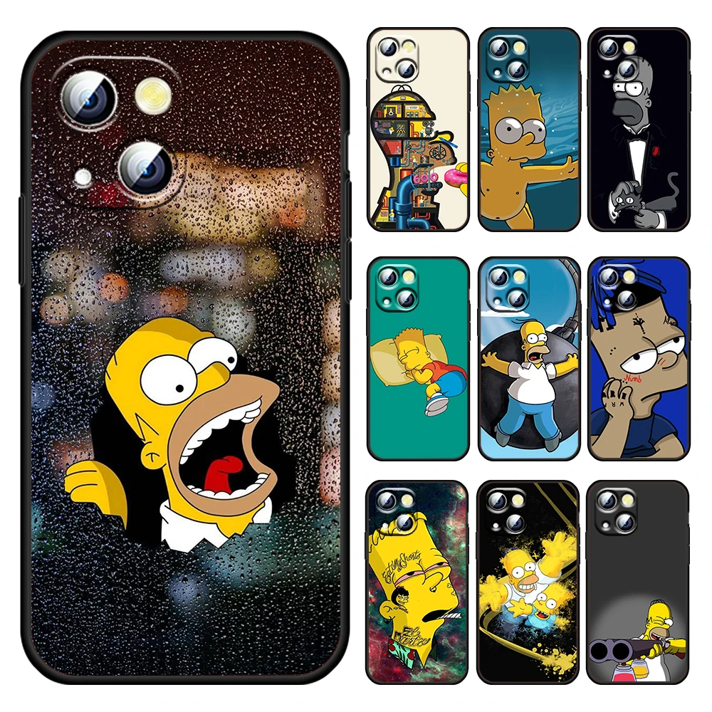 

The Simpsons cartoon For Apple iPhone 13 12 11 Pro mini XS MAX XR X 7 8 6 5S Plus Silicone Soft Black Phone Case