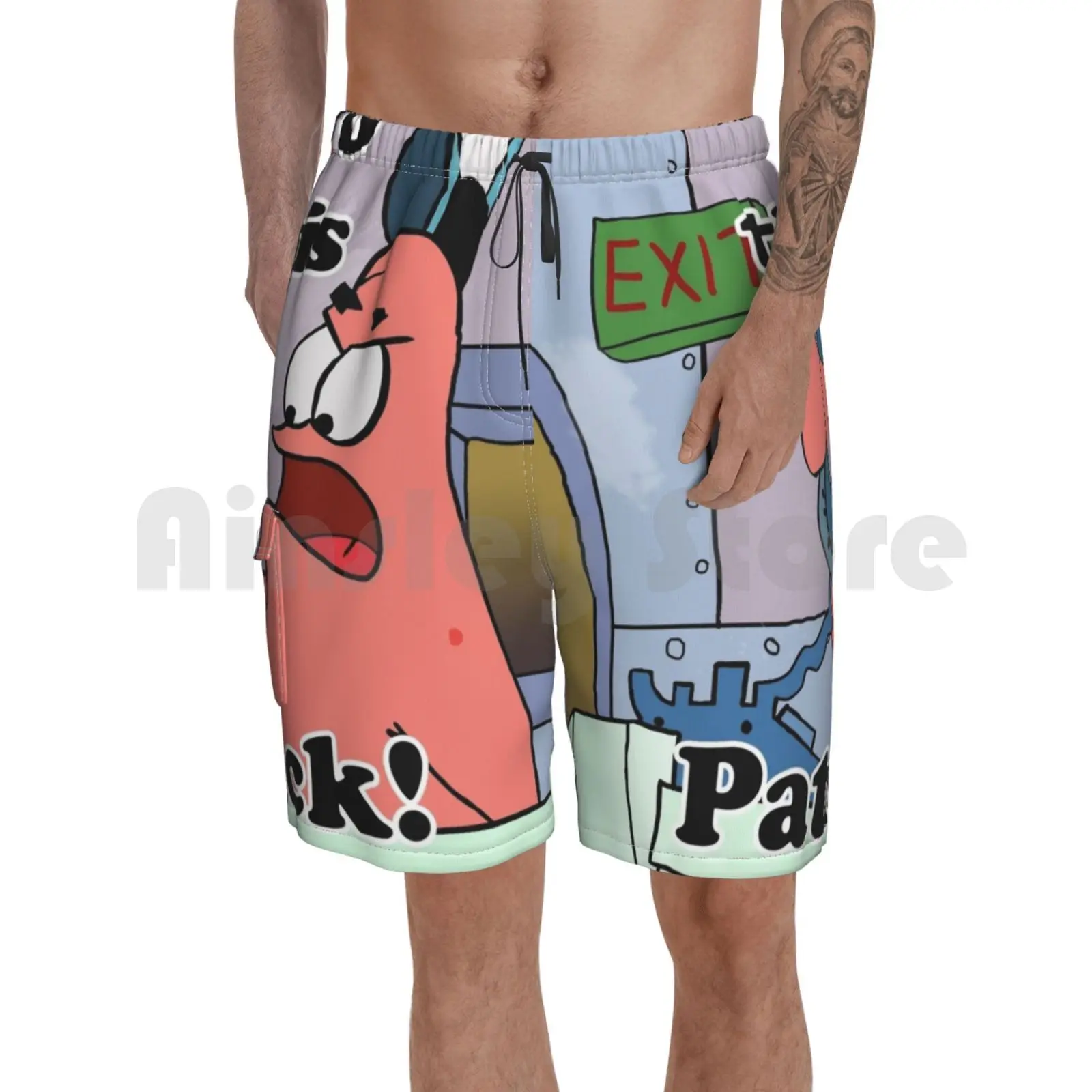 

This Is Beach Shorts Men Beach Pants Swim Trunks Squidward Cartoon Funny Squarepants Sponge Square Star Patric Patrik