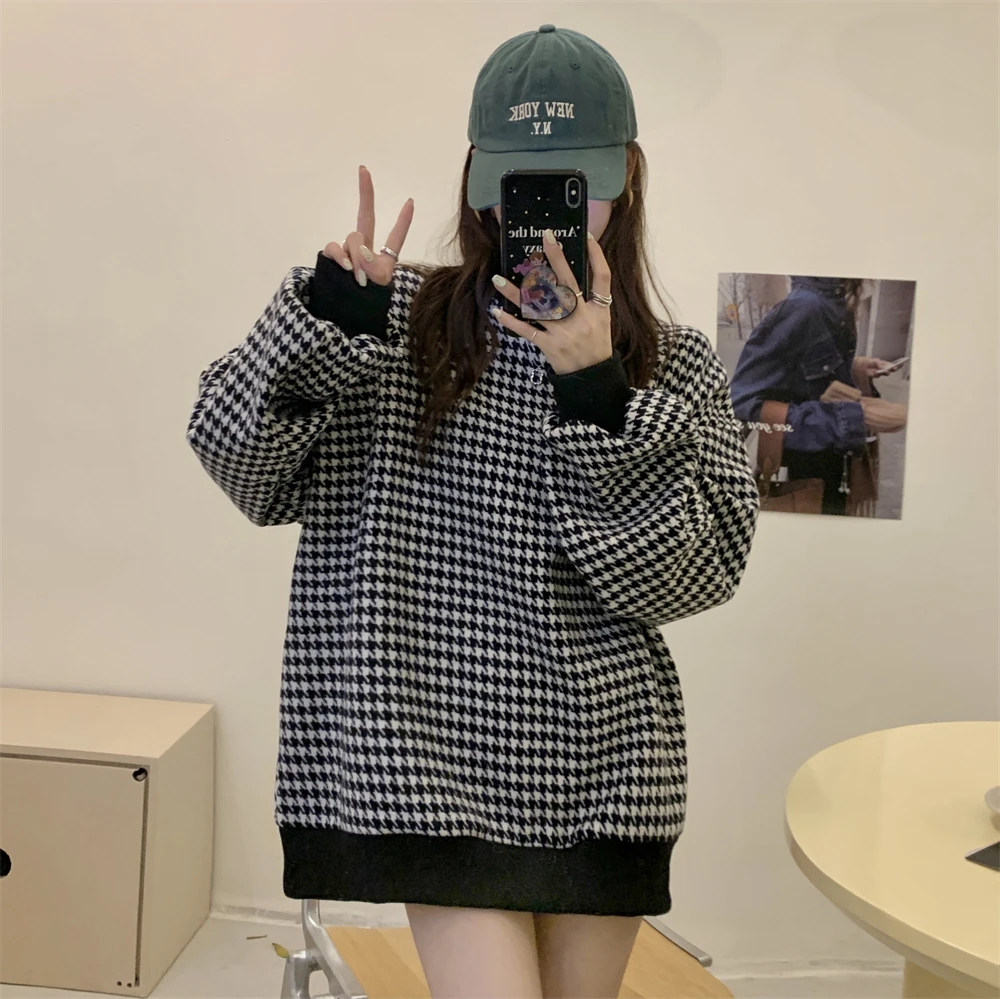 

Real shot, real price~ Houndstooth pullover Korean woolen pullover sweater