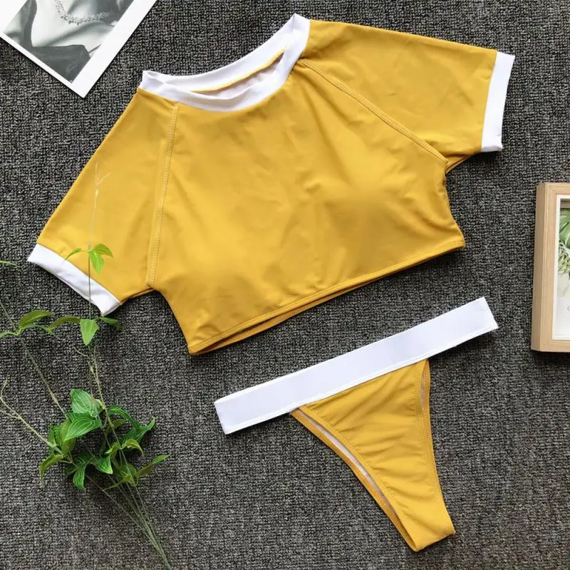 Футболка стринги комплект бикини Леопардовый купальник женский пляжный