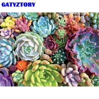 gatyztory oil painting by number colour succulents flower on canvas for child adults picture by numbers acrylic paint home decor