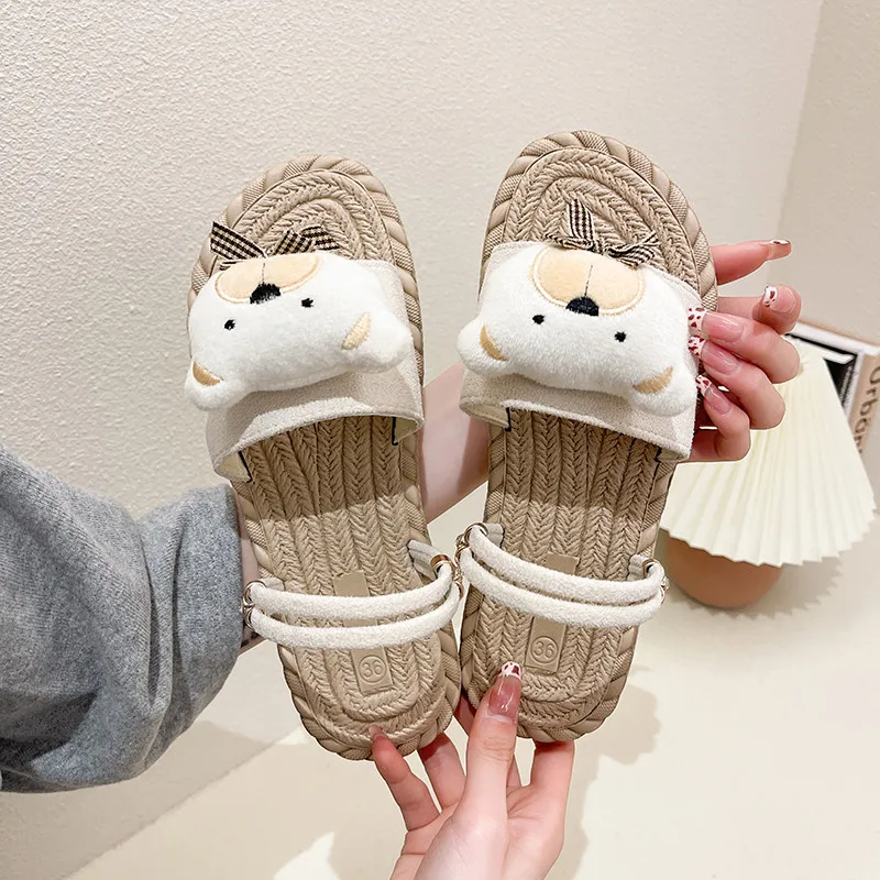 

Shoes Slippers Casual Slipers Women Slides Shale Female Beach Luxury 2021 Flat Sabot Cotton Fabric Scandals Basic Rome Fashion