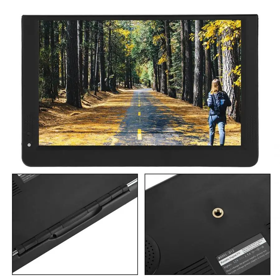 12 дюймов ТВ HD 1080P Портативный Автомобильный цифровой ТВ portatil tv/UHF/VHF стерео окружающий Аудио Видео плеер