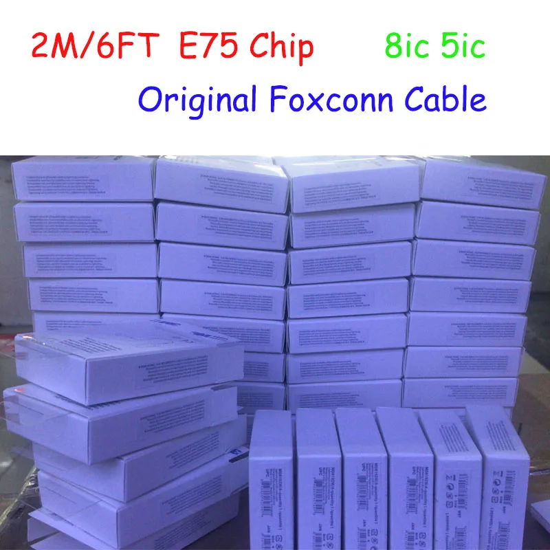 

10Pcs/lot Original 8ic 1M/3FT 2m/6FT E75 Chip USB Data Cable Charger For 5 5S 6 6s 7 7plus 8 8pl X With New box
