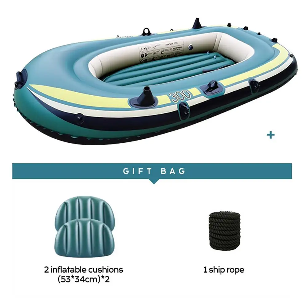 

3-seat Inflatable Kayak Fishing Boat Series Floating Rafting PVC Boat With 2 Thicken Cushions And 1 Ship Rope For Water Sports