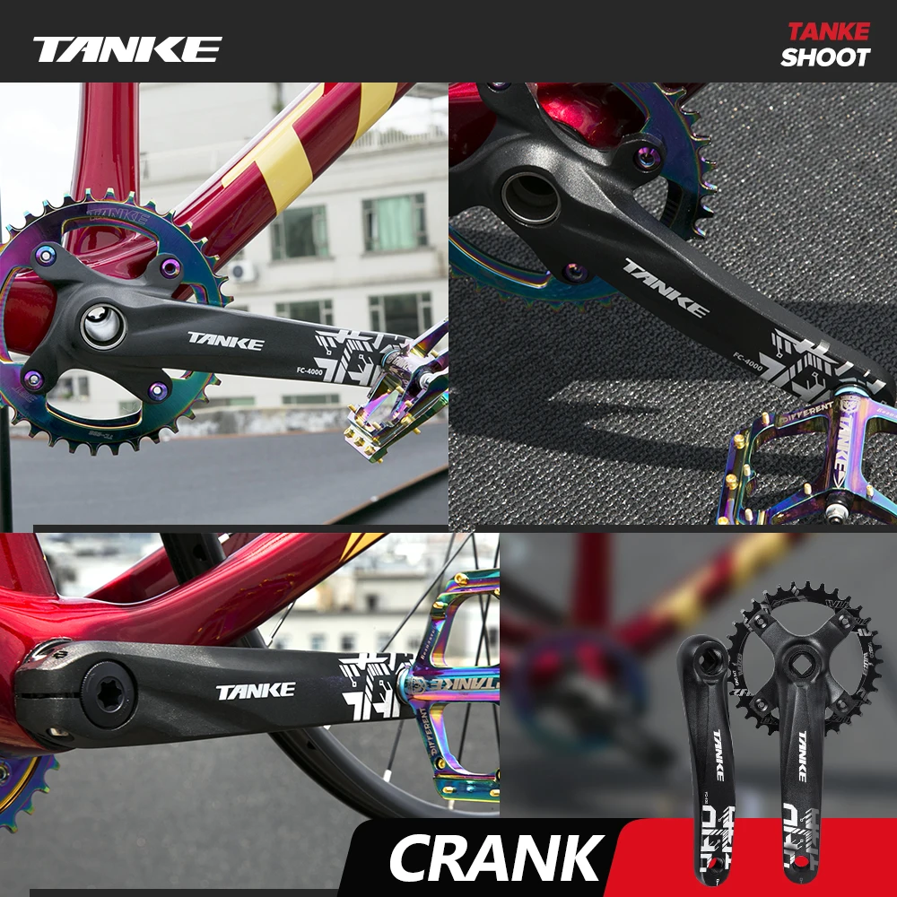 

TANKE Mountain Bike Hollow Integrated Crank 32t 34 36t 104bcd cChainring 170mm MTB Bicycle Crankset Gear Plate Bb68 Thread alloy