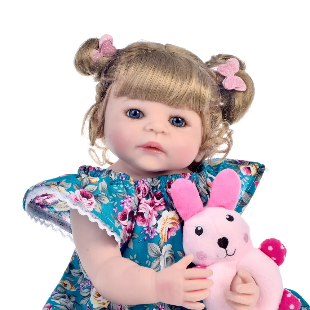 Новый дизайн полный силиконовые куклы Reborn Baby Boneca 22 дюйма 55 см Золотистые волосы
