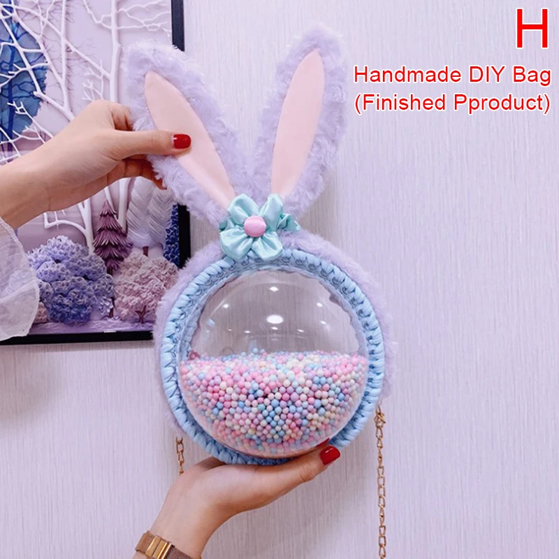 

DIY Cute Rabbit Handmade Bag Women Transparent Plush Shoulder Bag Hand Made Material Bag Plush Crossbody Bag