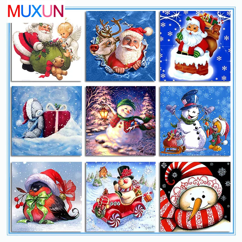 Рождественская открытка подарок полноразмерная/круглая картина из страз 5D