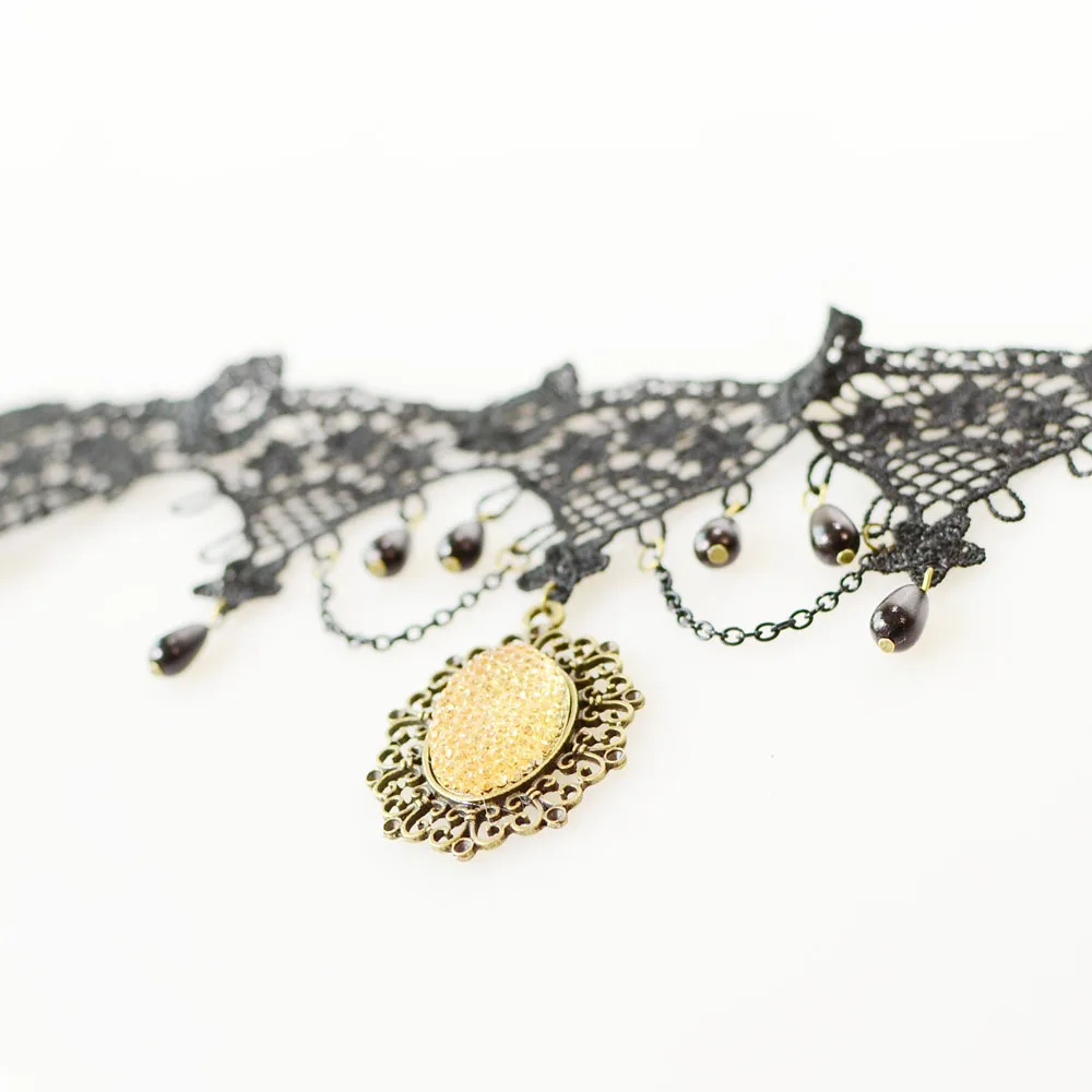 Модный новый черный ошейник с подвеской в виде каплевидной бусины чокер ожерелье