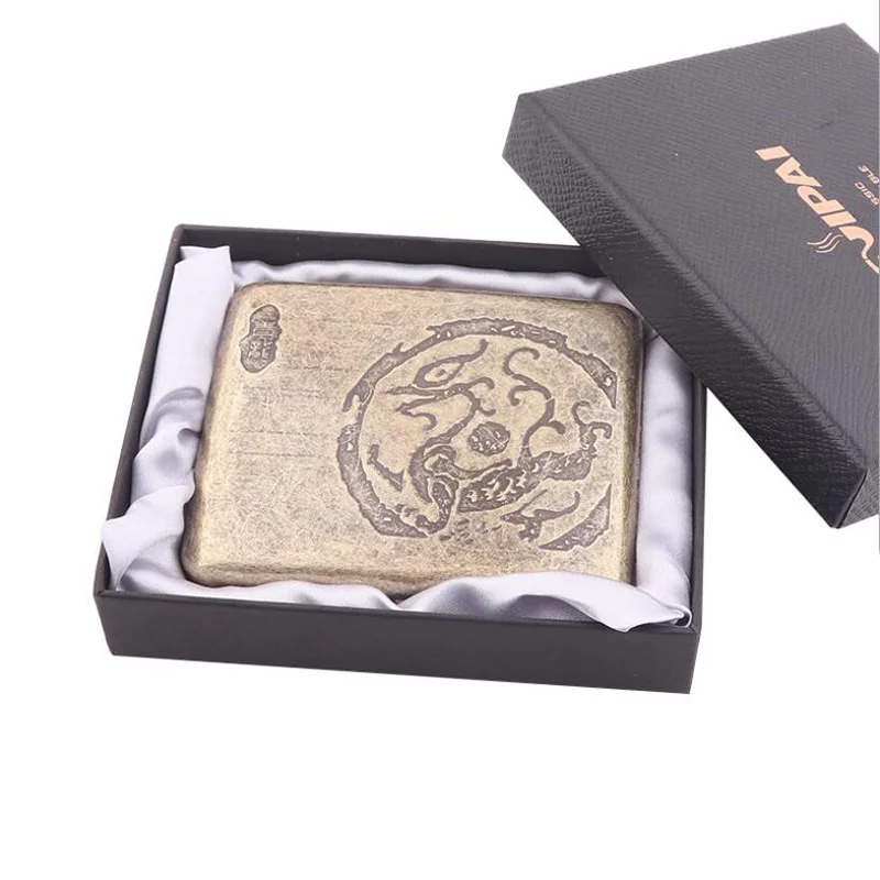 Cigarette Case 3 Винтажный чехол для сигарет из чистой бронзы с держателем в подарочной коробке 20 шт. обычная коробка для сигарет с 2 зажимами в качестве идеального подарка - Цвет: Cigarette Case 3